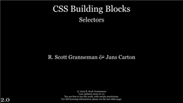 CSS Building Blocks Selectors