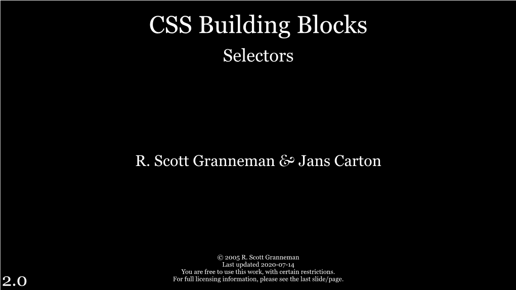 CSS Building Blocks Selectors