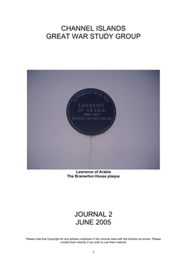 Channel Islands Great War Study Group Journal 2 June 2005