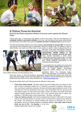 A Trillion Trees for Survival Plant-For-The-Planet Empowers Children to Become Active Against the Climate Crisis