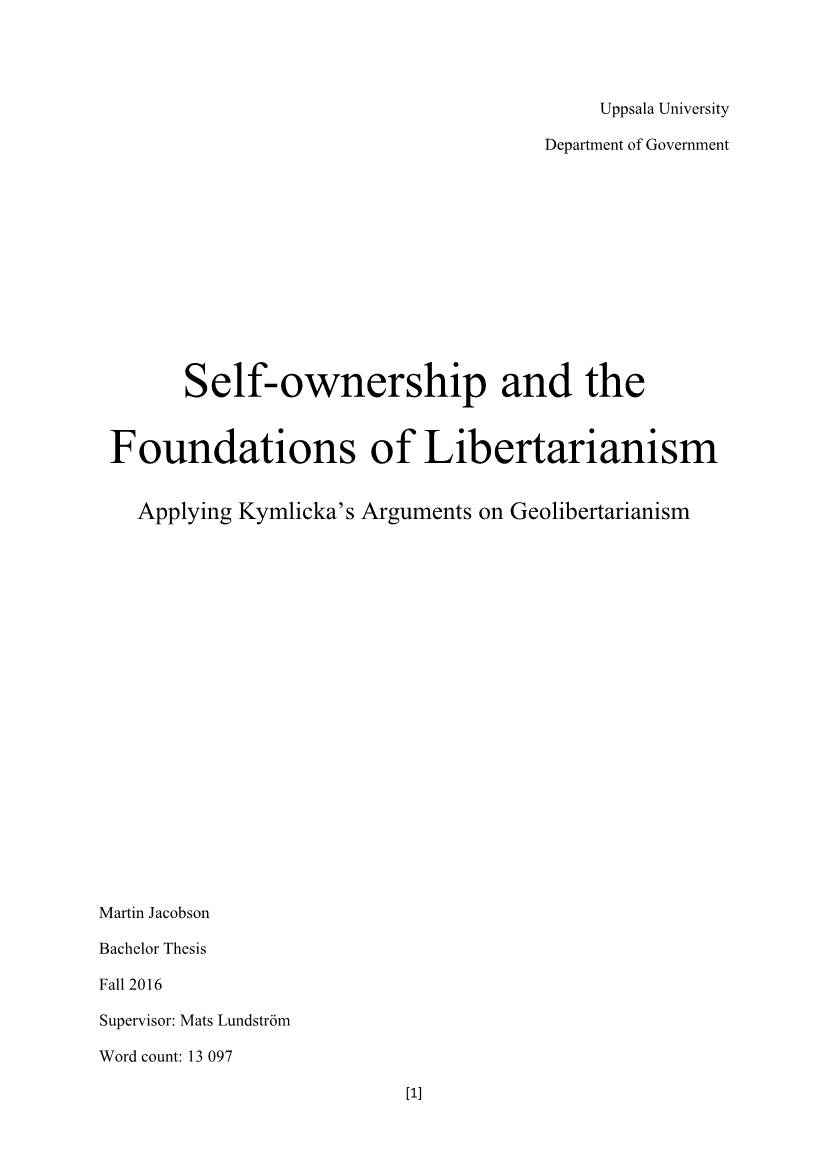 Self-Ownership and the Foundations of Libertarianism