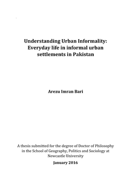 Everyday Life in Informal Urban Settlements in Pakistan