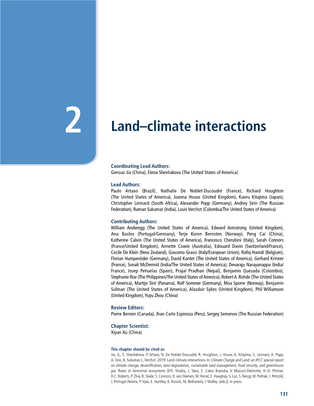 Land–Climate Interactions
