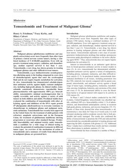 Temozolomide and Treatment of Malignant Glioma1