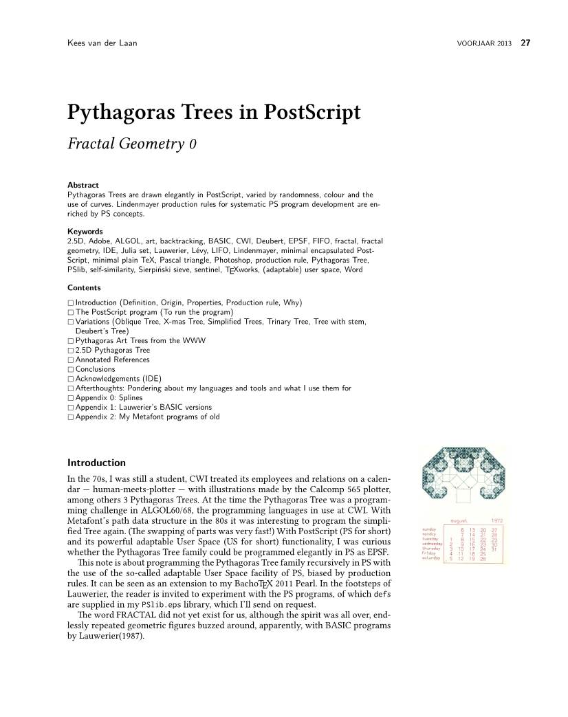 Pythagoras Trees in Postscript Fractal Geometry 0