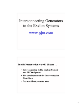 Interconnection to the Exelon (Comed and PECO) Systems • the Development of the Interconnection Guidelines • Any Questions You May Have