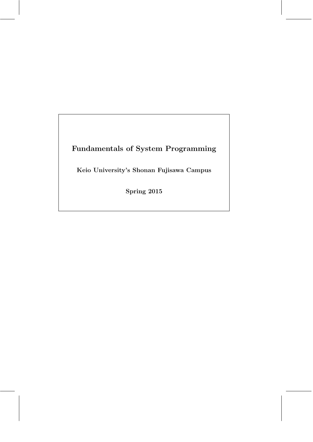 Fundamentals of System Programming