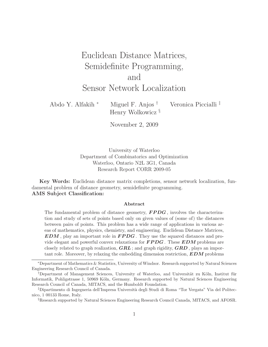 Euclidean Distance Matrices, Semidefinite Programming, And