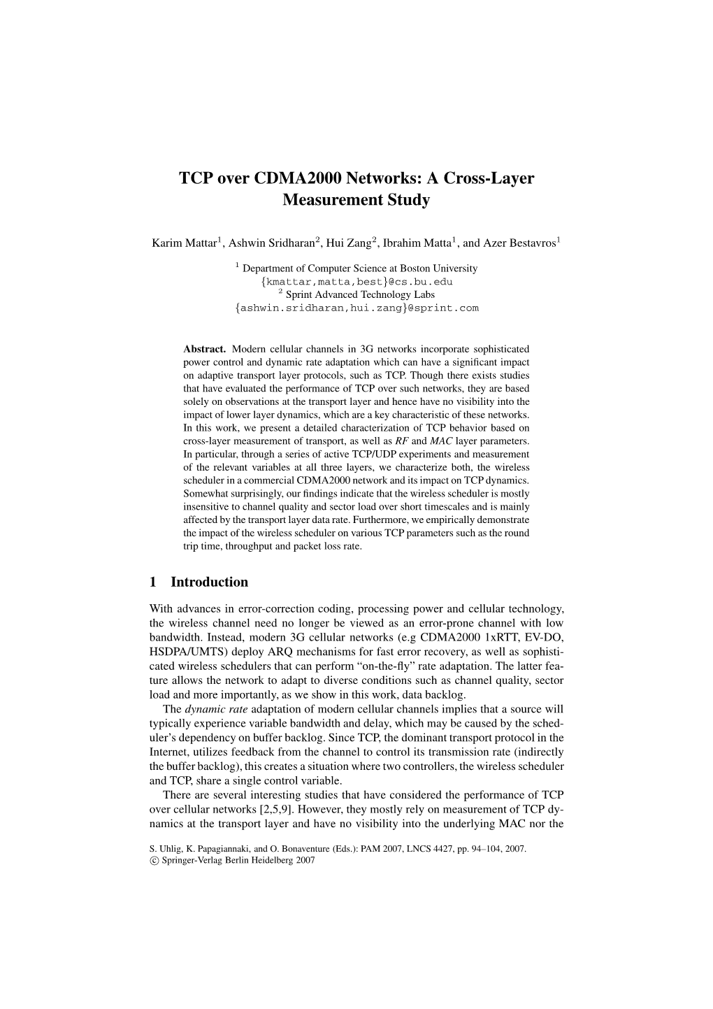 TCP Over CDMA2000 Networks: a Cross-Layer Measurement Study