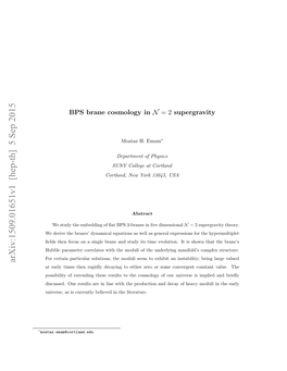 BPS Brane Cosmology in N= 2 Supergravity