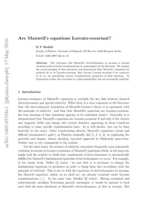 Are Maxwell's Equations Lorentz-Covariant?