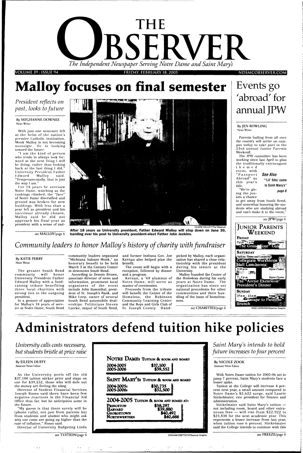 Malloy Focuses on Final Semester Events Go