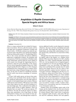 Preface Amphibian & Reptile Conservation Special Angola and Africa Issue