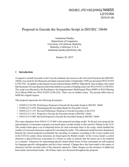Soyombo Script in ISO/IEC 10646