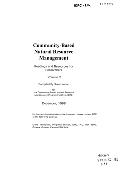 Community-Based Natural Resource Management