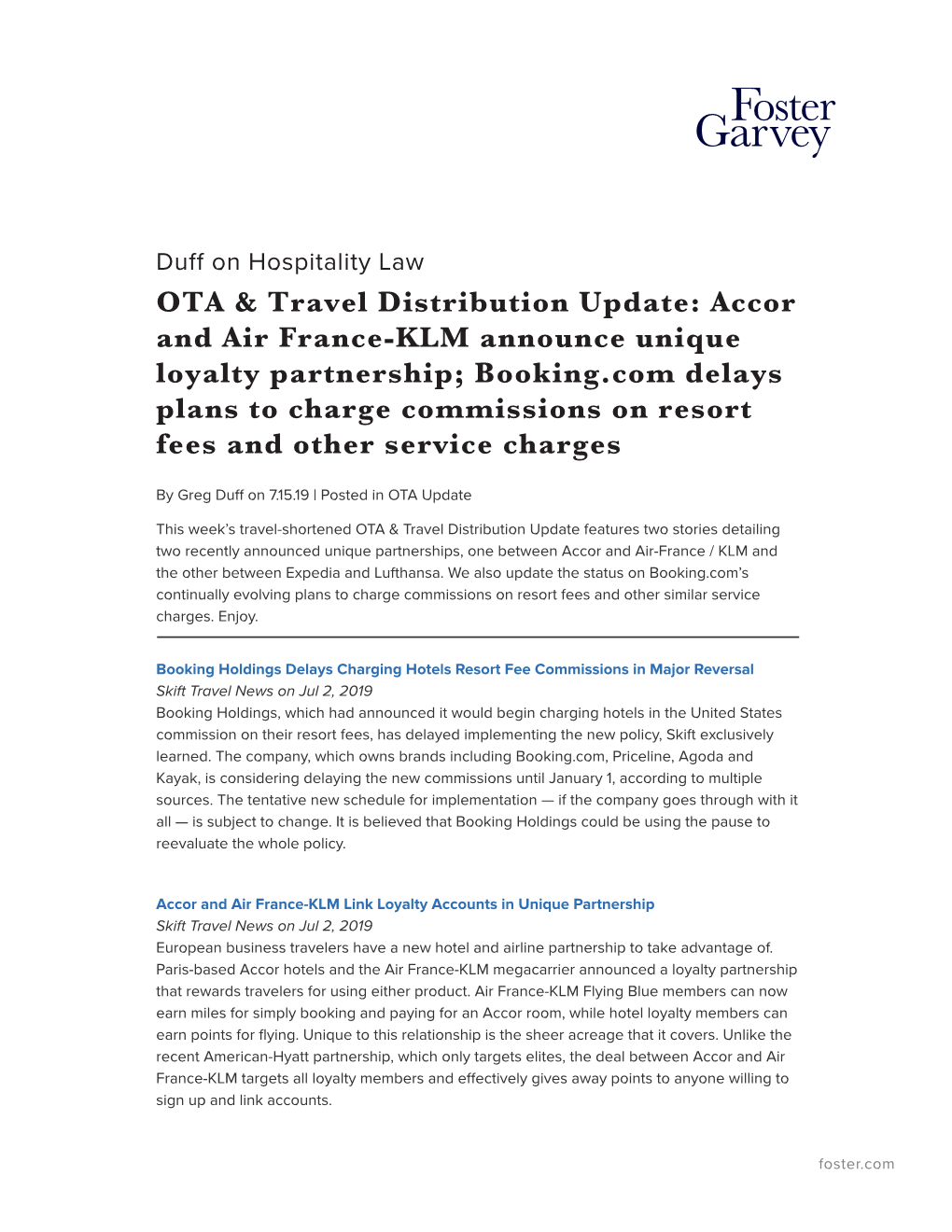 OTA & Travel Distribution Update: Accor and Air France-KLM Announce Unique Loyalty Partnership; Booking.Com Delays Plans To