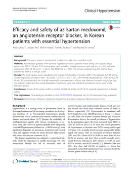 Efficacy and Safety of Azilsartan Medoxomil, an Angiotensin Receptor