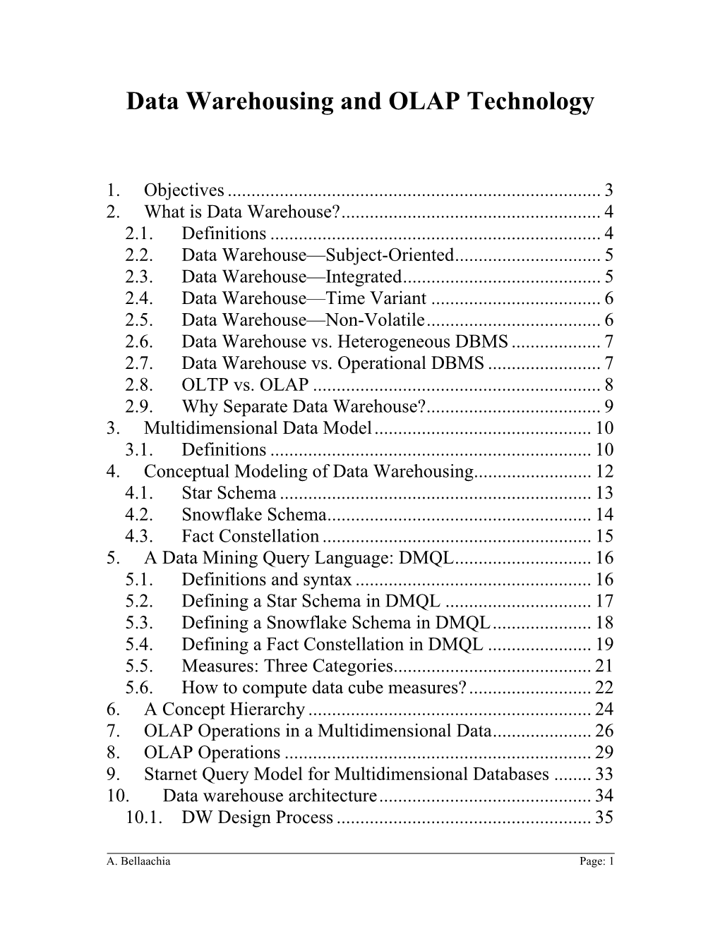 Data Warehousing and OLAP Technology