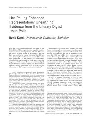 Has Polling Enhanced Representation? Unearthing Evidence from the Literary Digest Issue Polls