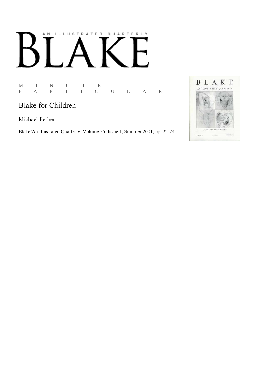 Blake for Children