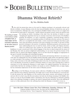 Dhamma Without Rebirth? by Ven