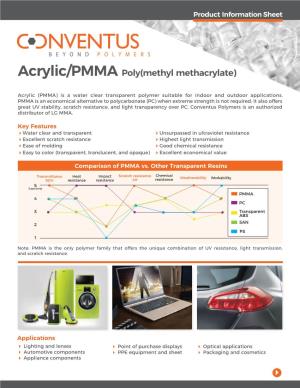 Acrylic/PMMA Poly(Methyl Methacrylate) &gt;