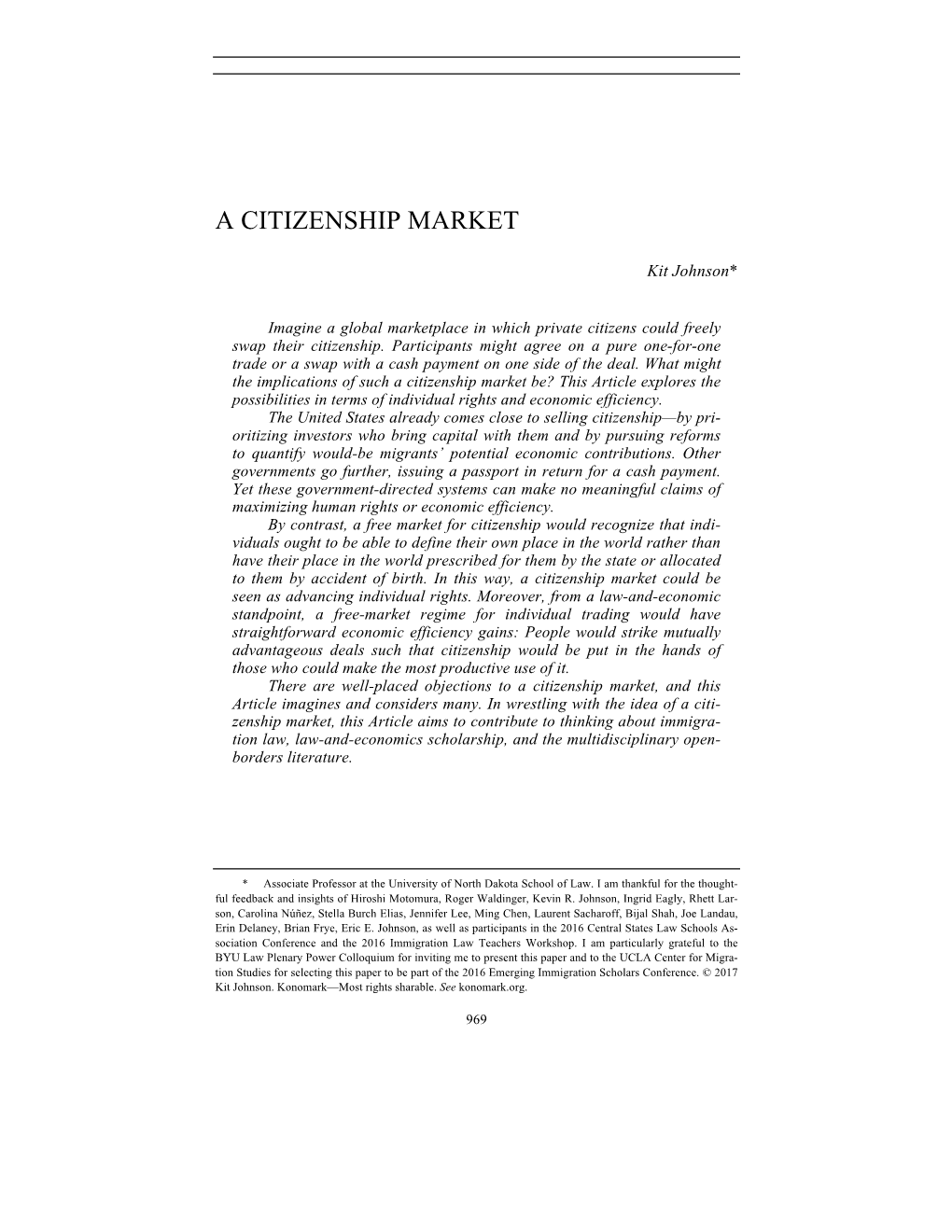 A Citizenship Market
