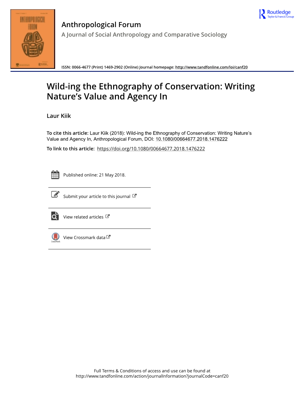 Wild-Ing the Ethnography of Conservation: Writing Nature's