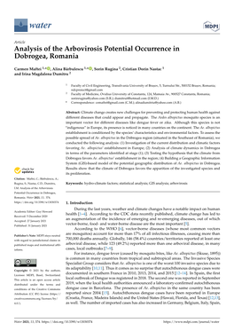 Analysis of the Arbovirosis Potential Occurrence in Dobrogea, Romania