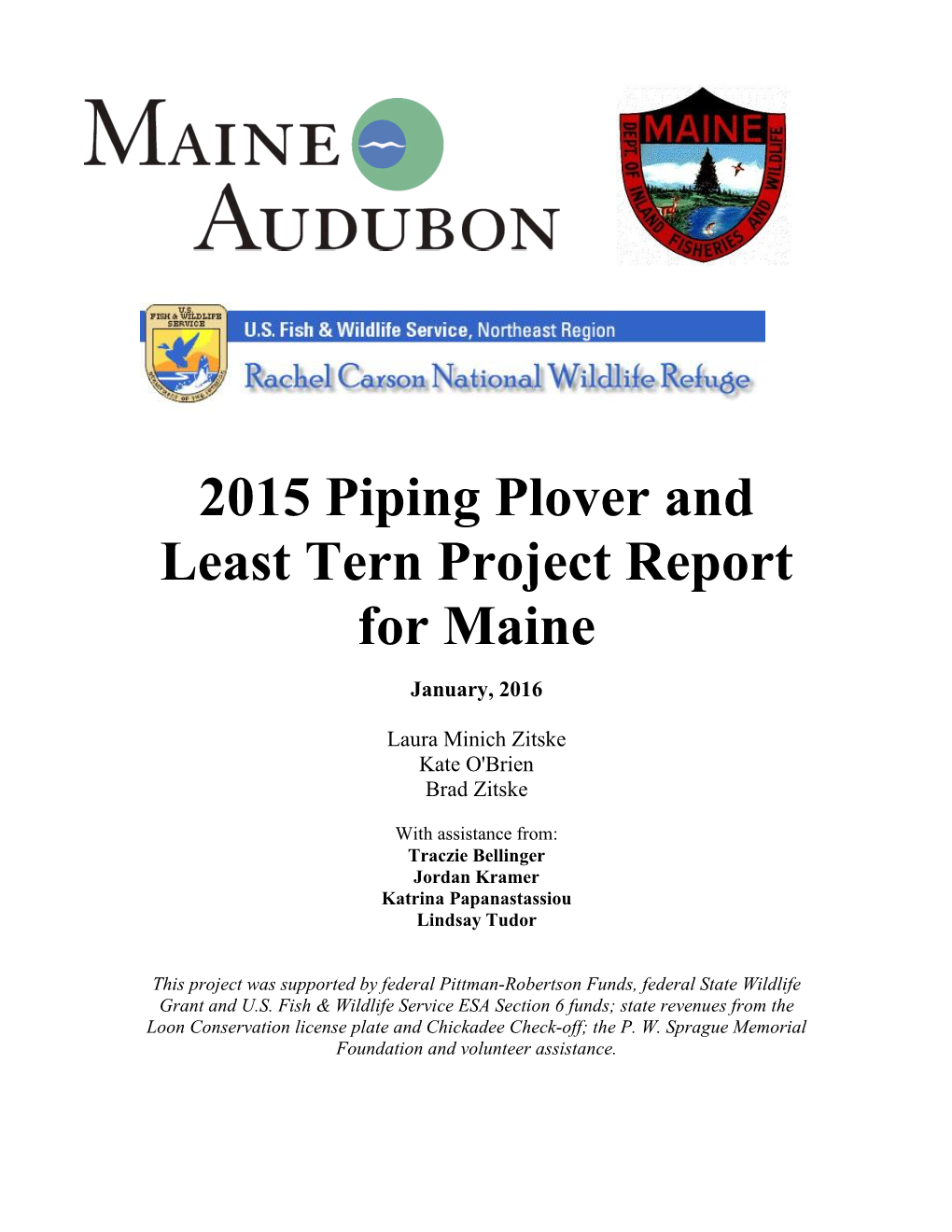 2015 Piping Plover and Least Tern Project Report for Maine