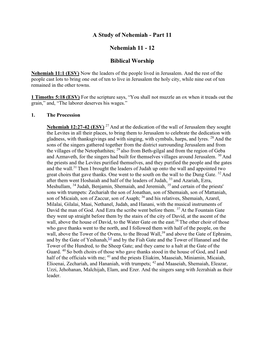 Part 11 Nehemiah 11