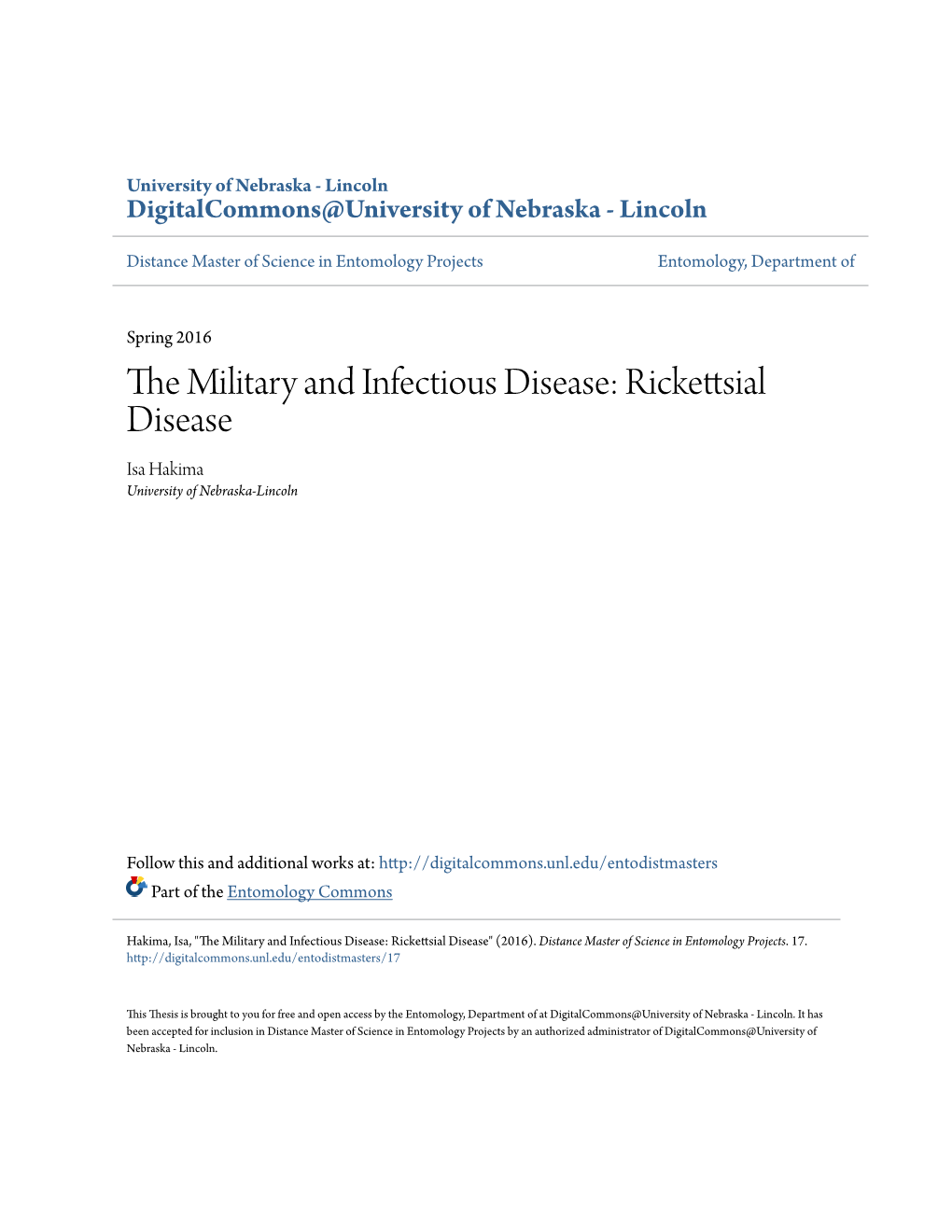 The Military and Infectious Disease: Rickettsial Disease