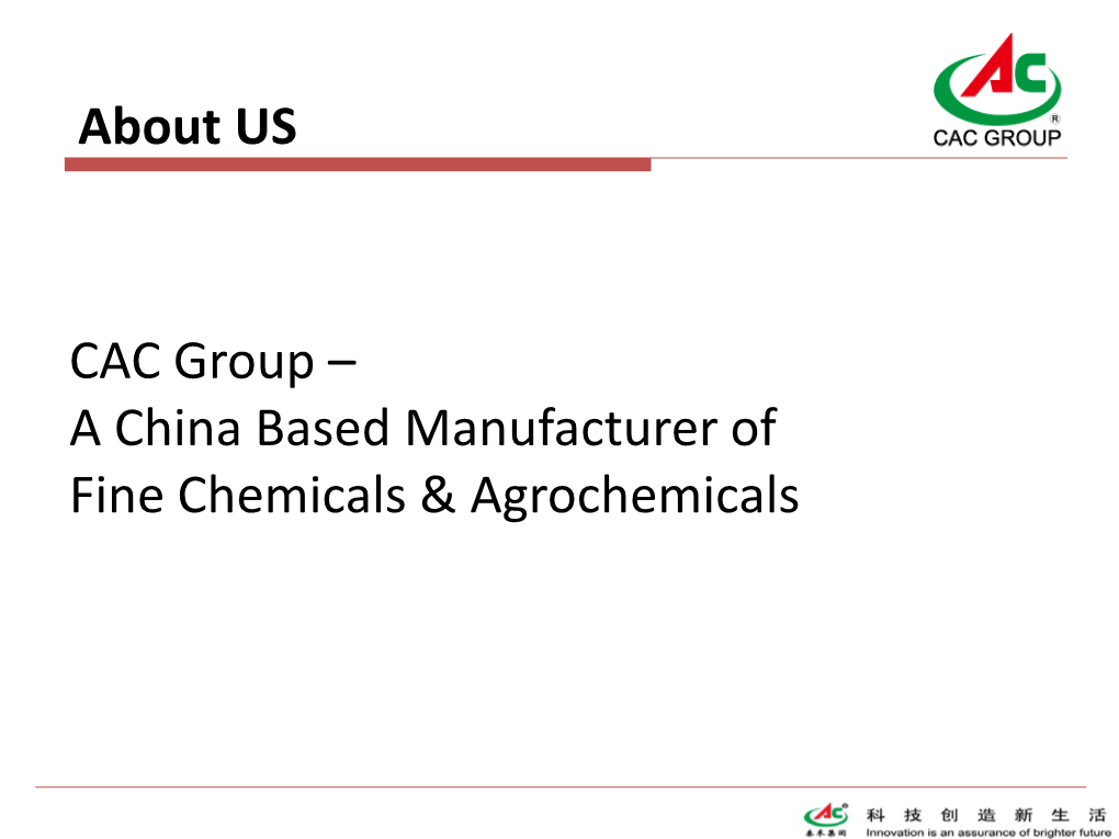 CAC Group – a China Based Manufacturer of Fine Chemicals & Agrochemicals About US