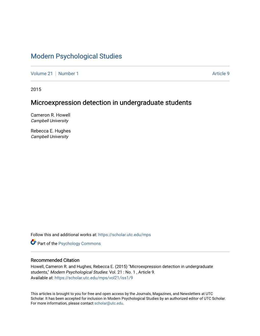 Microexpression Detection in Undergraduate Students