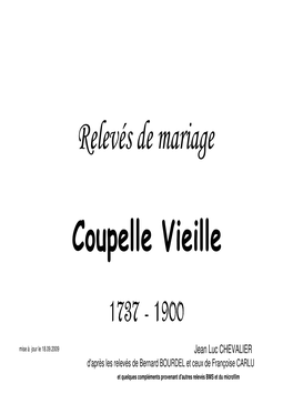 Relevés De Mariage Coupelle Vieille 1737