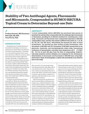 Stability of Two Antifungal Agents, Fluconazole and Miconazole, Compounded in HUMCO RECURA Topical Cream to Determine Beyond-Use Date