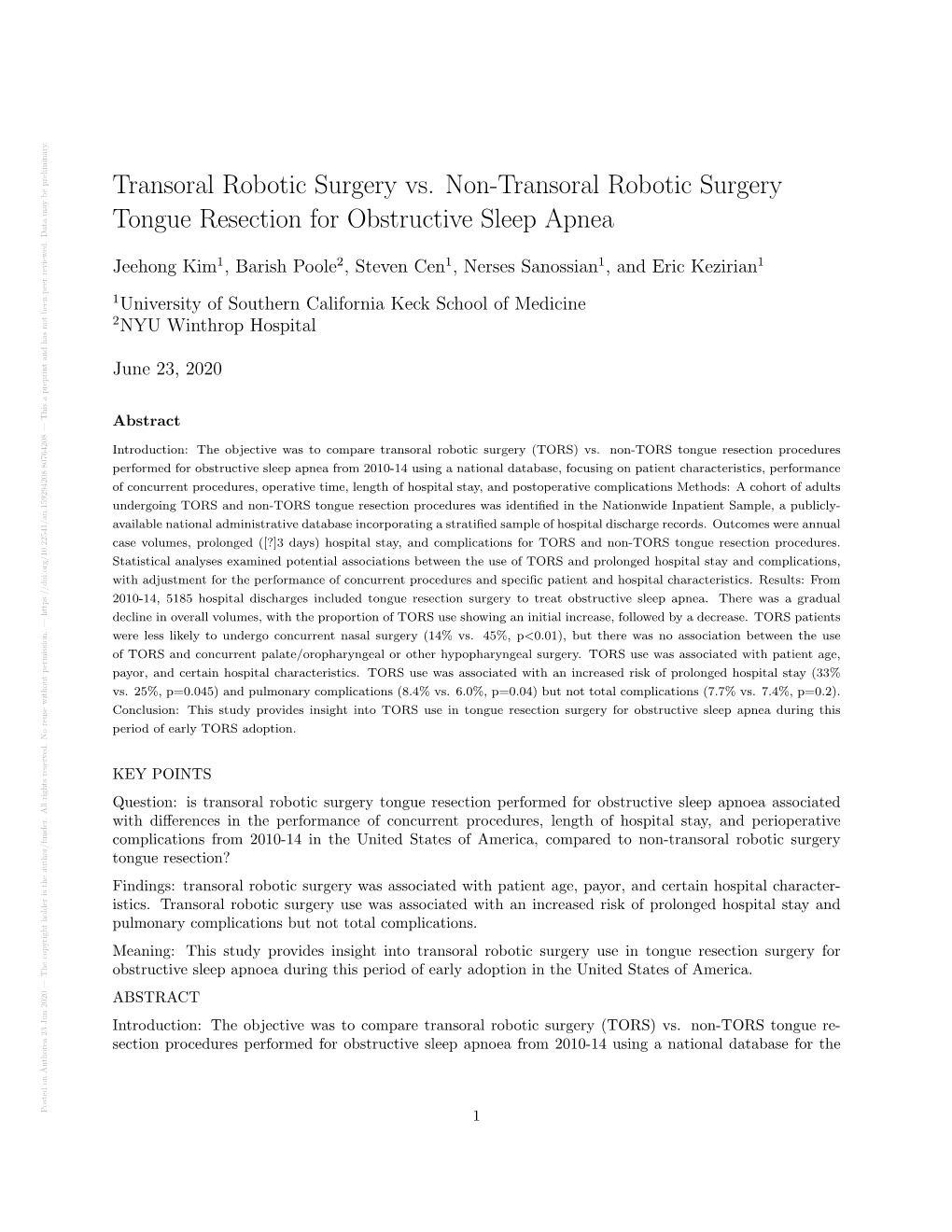 Transoral Robotic Surgery Vs. Non-Transoral Robotic