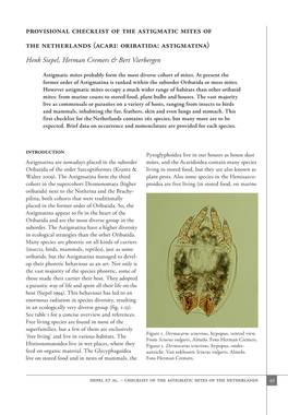 Provisional Checklist of the Astigmatic Mites of the Netherlands (Acari: Oribatida: Astigmatina)