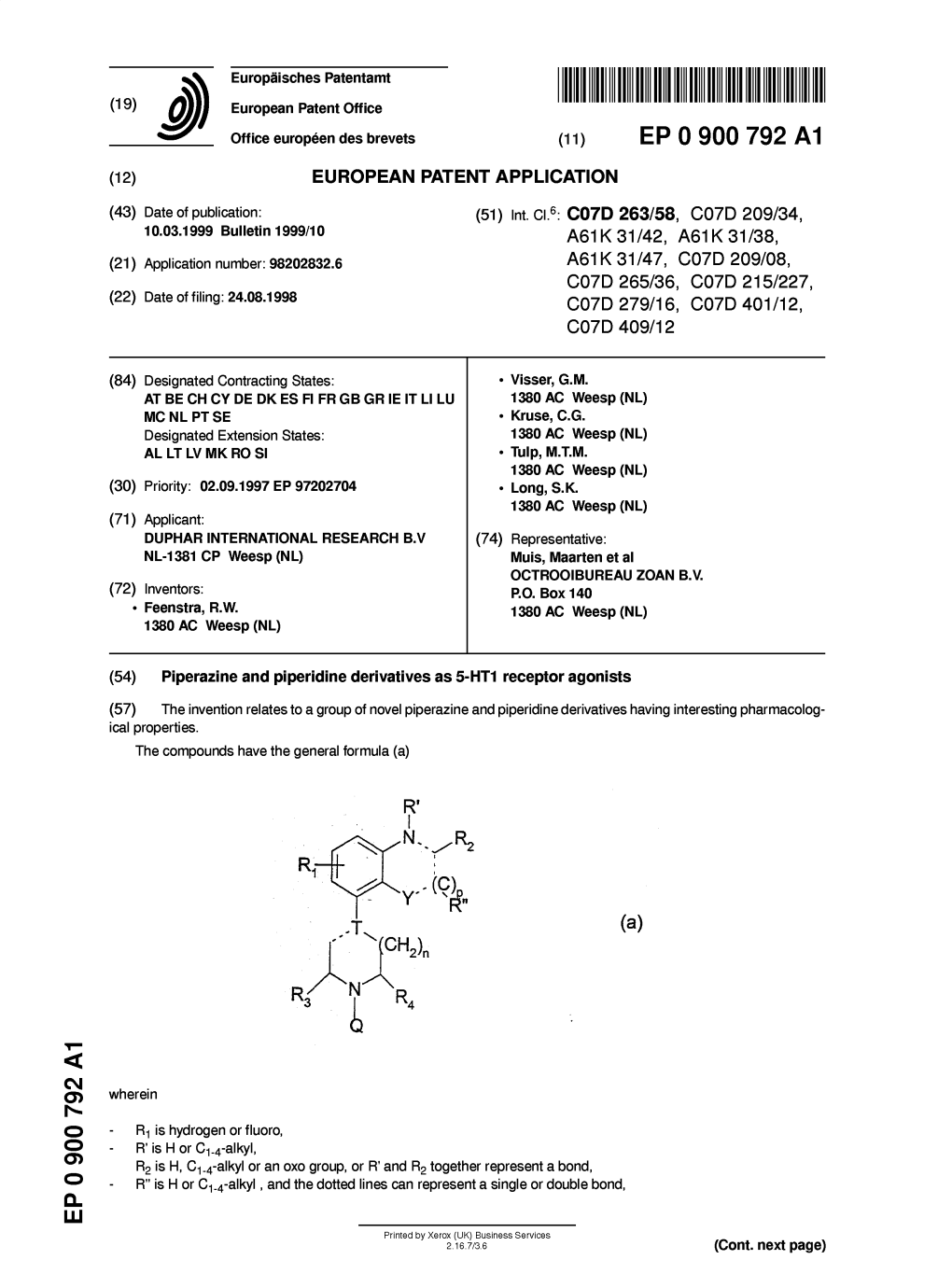 Piperazine and Piperidine Derivatives As 5-HT1 Receptor Agonists