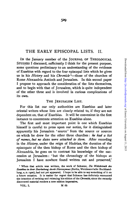 The Early Episcopal Lists. Ii