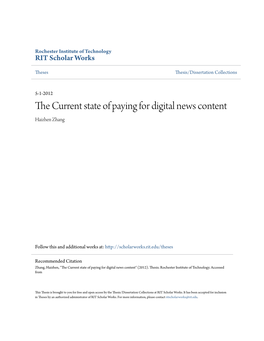 The Current State of Paying for Digital News Content