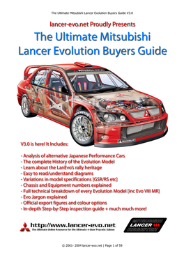 The Ultimate Mitsubishi Lancer Evolution Buyers Guide V3.0