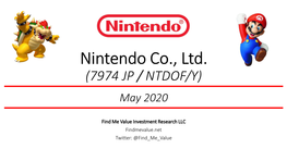 Nintendo Co., Ltd. (7974 JP / NTDOF/Y) May 2020