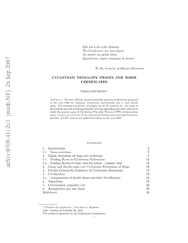 Arxiv:0709.4112V1 [Math.NT] 26 Sep 2007 H Uhri Pnrdb H Okwgnfoundation