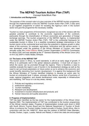 The NEPAD Tourism Action Plan (TAP) Concept Note/Work Plan I