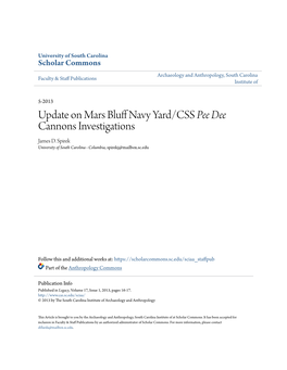 Update on Mars Bluff Navy Yard/CSS Pee Dee Cannons Investigations
