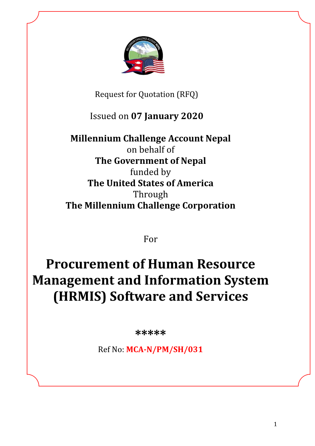 Procurement of Human Resource Management and Information System (HRMIS) Software and Services