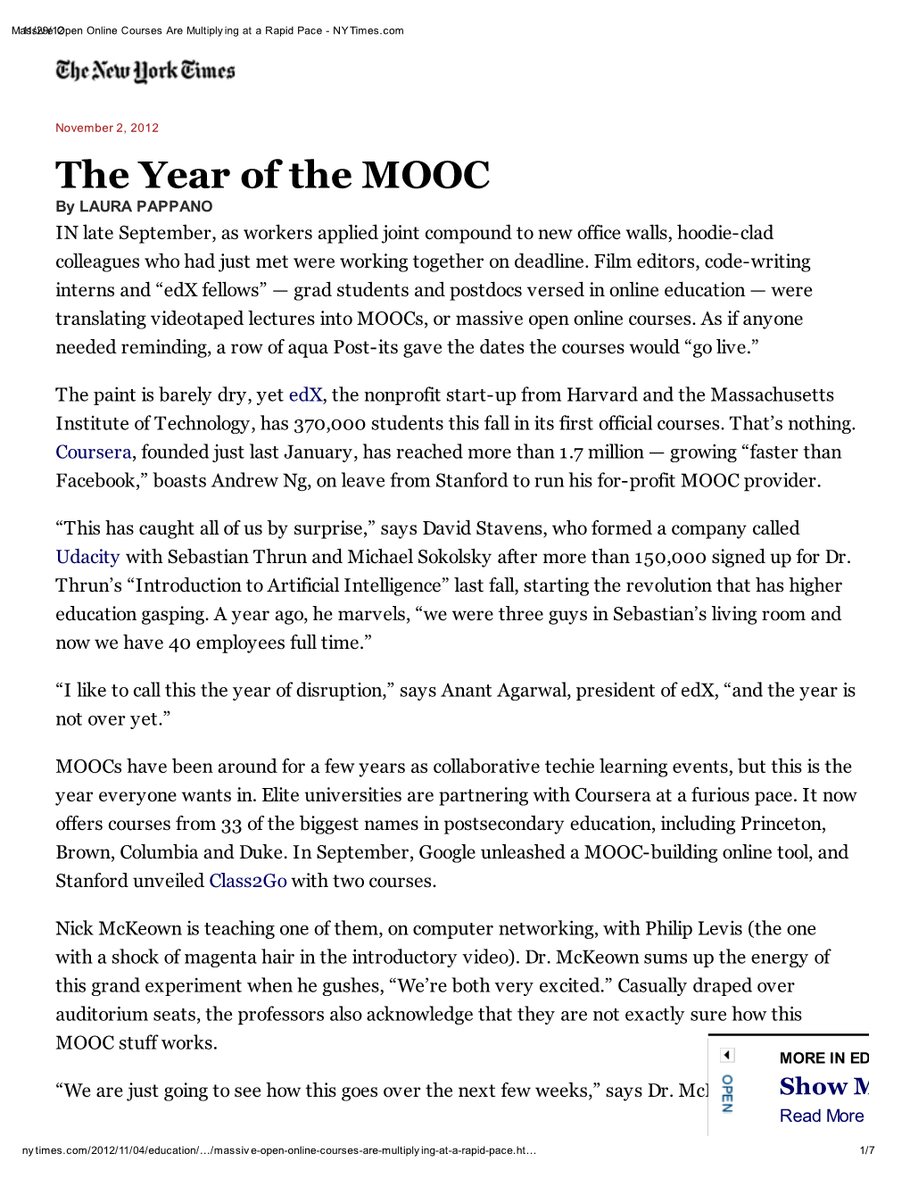 The Year of the MOOC