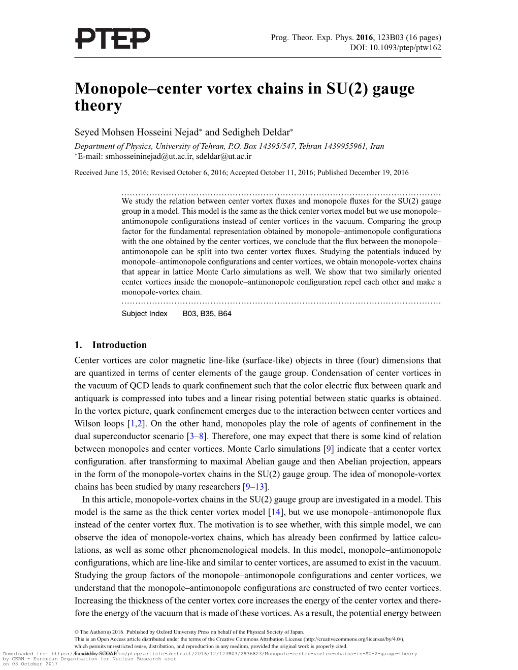 Monopole–Center Vortex Chains in SU(2) Gauge Theory