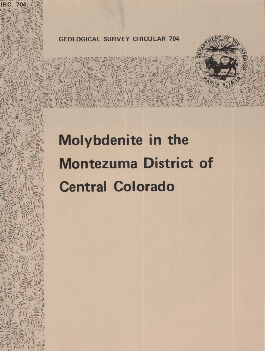 Molybdenite in the Montezuma District of Central Colorado